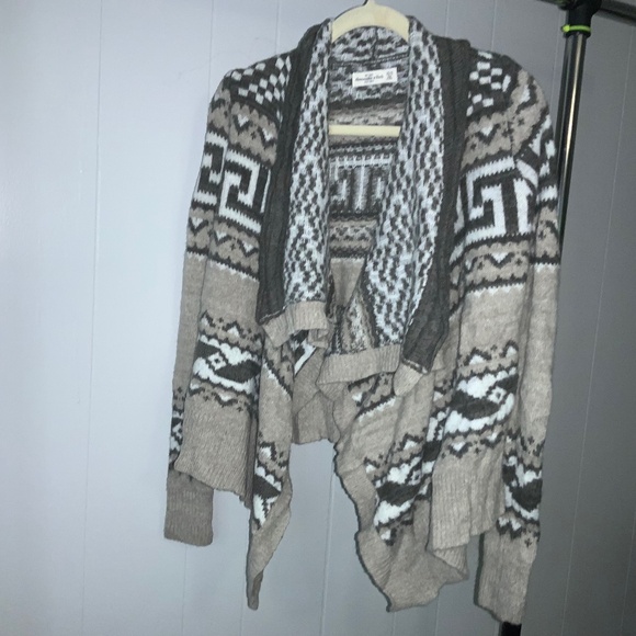 Abercrombie & Fitch wool blend open front Aztec cardigan sweater Sz XS/S - Picture 1 of 7